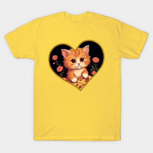 PizzaVsCat T-Shirt by FehuMarcinArt